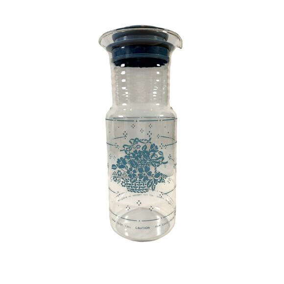 Vintage Pyrex Blue Country Flower Basket 1.5Qt Carafe #7014 - Picture 1 of 5